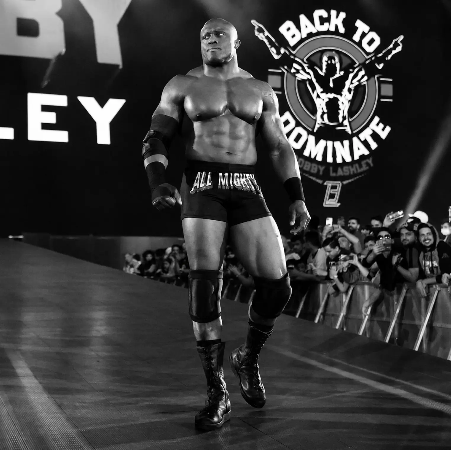 Bobby Lashley on the entrance ramp